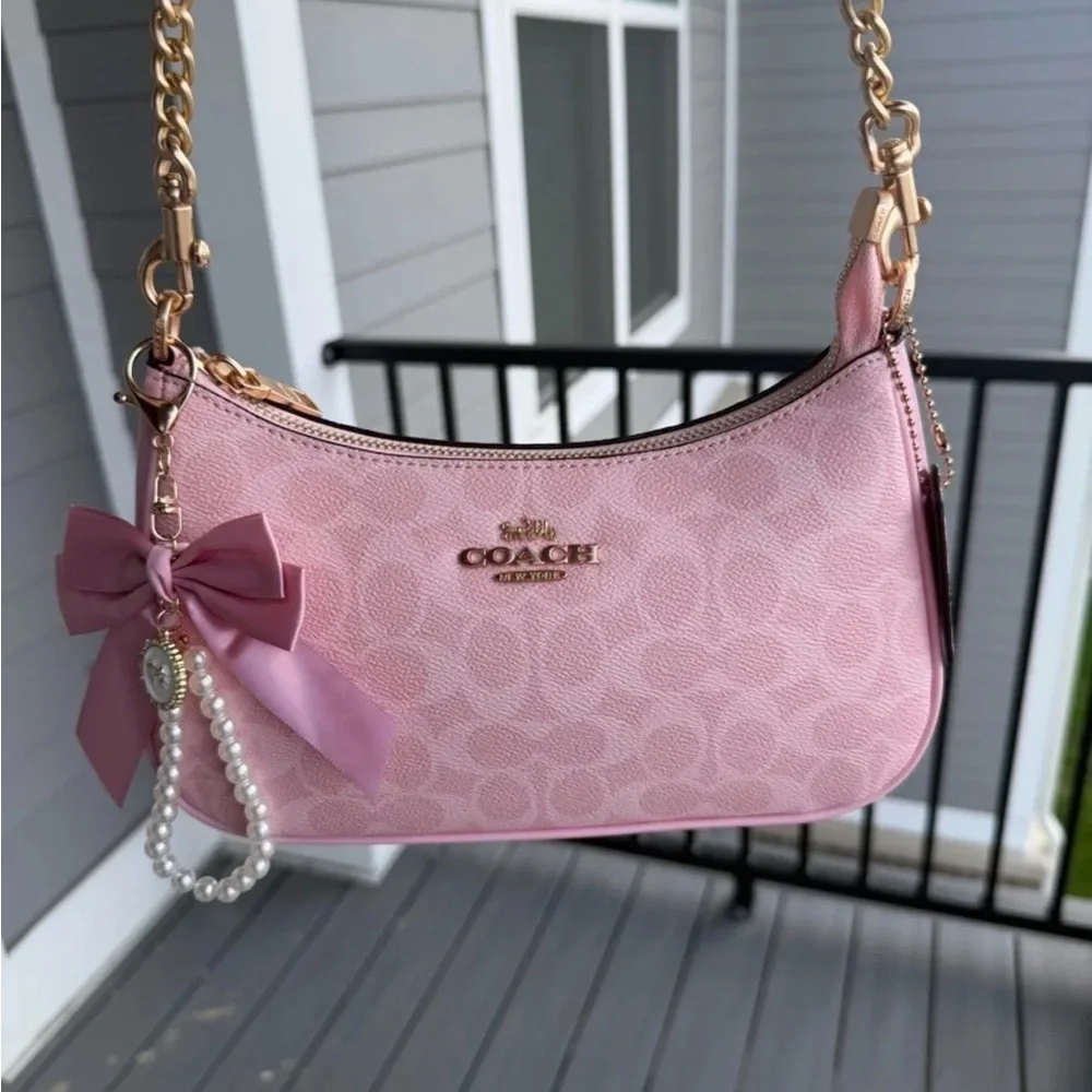COACH Pink Signature Canvas Bag. - Picture 2 of 8